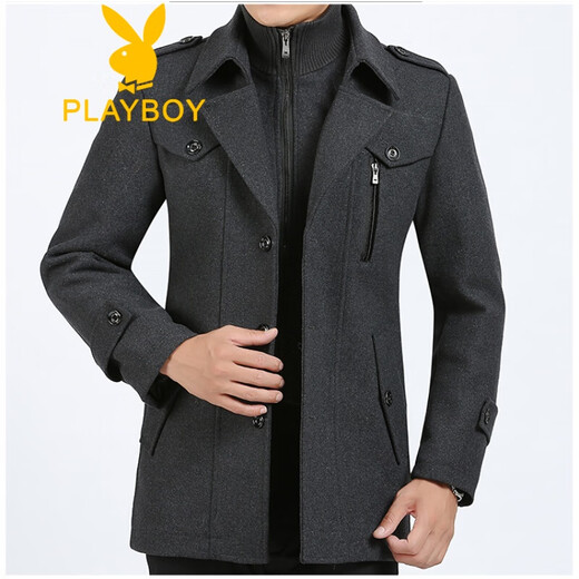 Playboy среднего возраста мужское шерстяное пальто мужчин в средней длине.