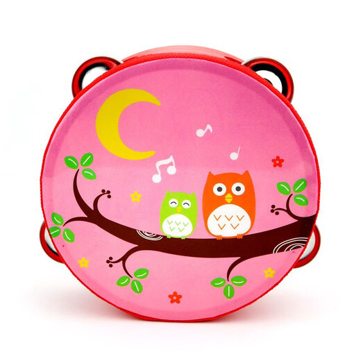 Lelinyuan Orff percussion instrument cartoon tambourist drum beat children's instrument imitation sheepskin hand drum kindergarten music drum beat 6 inch owl