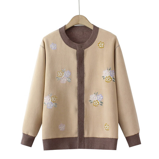 An Zhenxue warm clothes for the elderly, grandma clothes, autumn and winter clothes, middle-aged and elderly women's clothes, mother clothes two-piece set 4055-860 Khaki 3XL recommended 120-140Jin Jin equals 0.5 kg