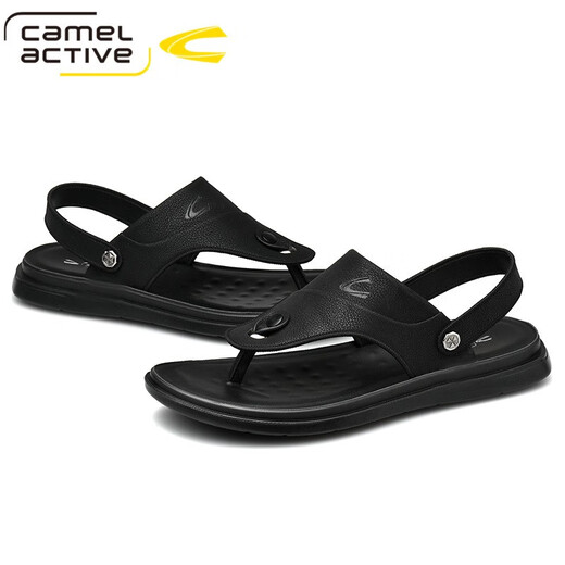 Deutsche Kamel-dynamische Männersandalen für Sommer neue lässige Strandschuhe weiche Sohle Nicht-Schlupf-Sandalen Dual-Purple-Sandalen Clip-In Flip Flopslip 3880 Schwarz (Sportschuhgröße) 39