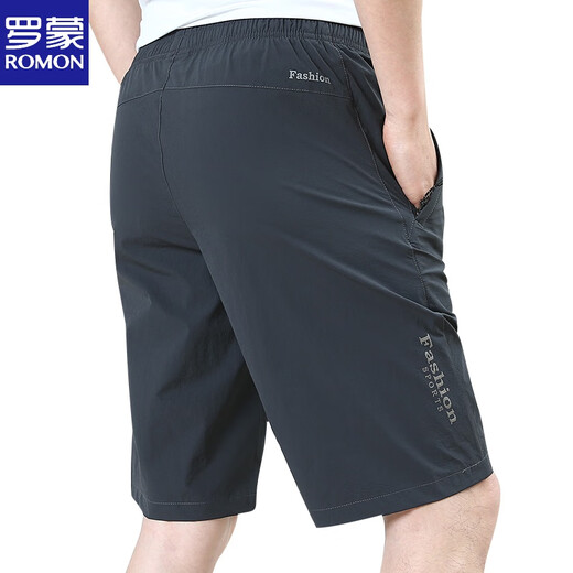ROMON men's shorts outdoor quick-drying five-point pants men's summer loose ice silk casual straight pants summer thin sports trousers 9893 black + 9893 light gray (two-piece) M