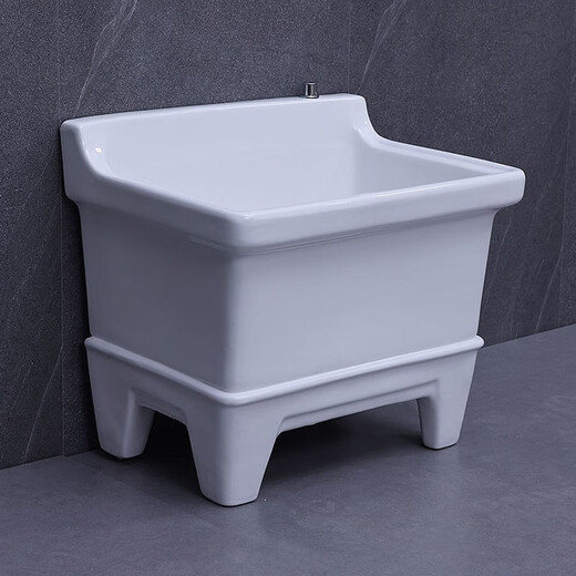 Shantou Lincun Ceramic Mop Pool Balcony Mop Pool Large Square Mop Basin Desktop Control Automatic Drainer Mop Pool Desktop Control 40cm Flat Mouth + Integrated Molding