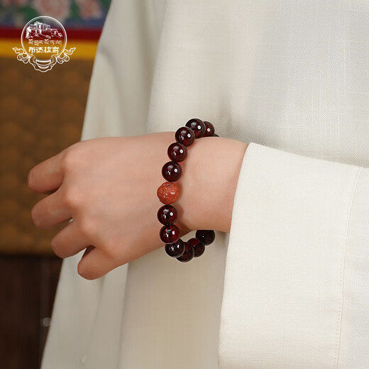 Potala Palace Blood Amber Bracelet Amber Men's and Women's Three Eyes Dzi Beads Southern Red Purple Dragon Crystal Plate Play Bead Bracelet Birthday Gift Blood Amber Southern Red Bracelet