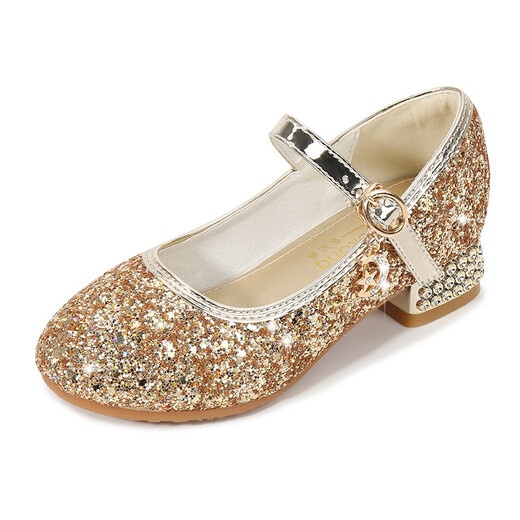 Xin Yueqing girls high heels fashion catwalk performance host shoes girls silver crystal princess shoes medium to large girls single leather shoes silver 36 inner length 22 cm