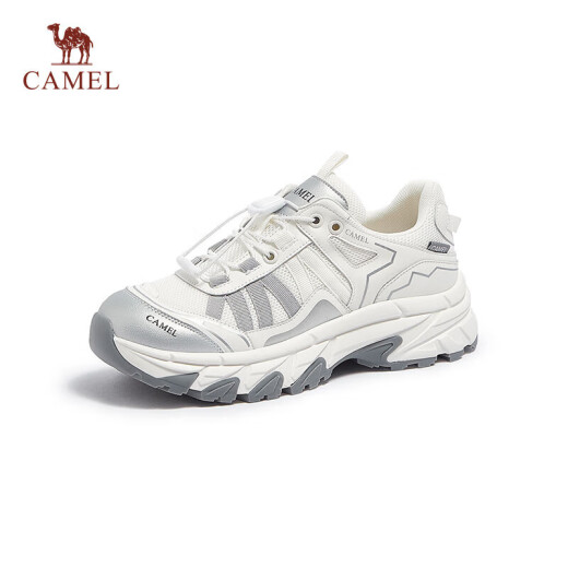 Camel (CAMEL) women's shoes 2024 spring new style color-blocked dad shoes sports thick sole increased height outdoor hiking shoes mountaineering shoes L24S283054m/silver 37