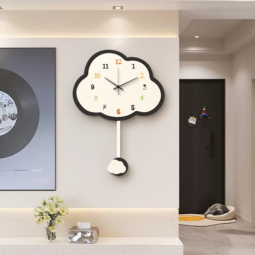 Long time no see cream style wall clock living room simple creative clock home restaurant cloud wall clock hanging watch