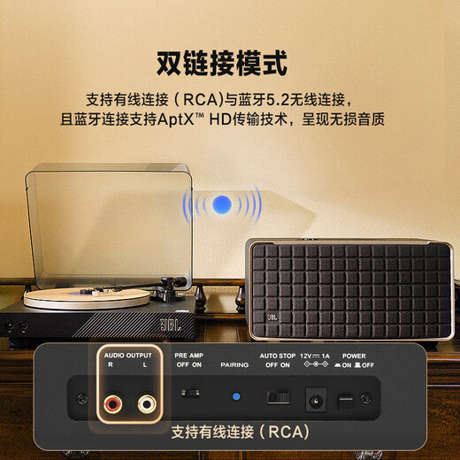 JBL Music Family 300 Bluetooth Speaker + Music Waltz SPINNER BT Professional Gramophone Vinyl Record Player Set