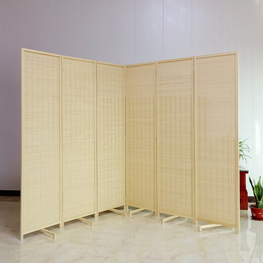 Bamboo and rattan screen, solid wood barrier partition, bamboo weaving, simple bedroom and living room, mobile folding screen, interval 100*40, set of 3 pieces (without base)