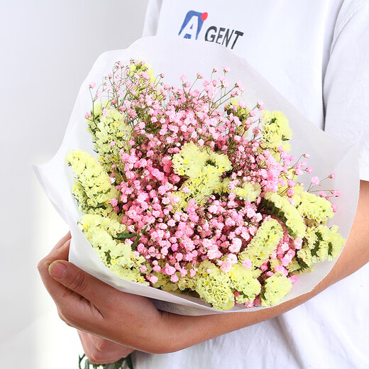 AIMAN Yunnan straight-haired dried flower bouquet real flower home furnishing decoration small fresh living room office decoration air-dried bouquet purple baby's breath without vase