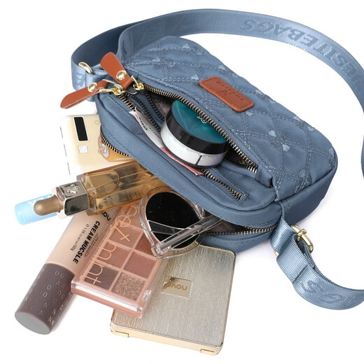 Dongxuan Mom's Change Key Small Sac en tissu nouveau Version coréenne Nylon Mini Bag des femmes d'âge moyen Haze Bleu