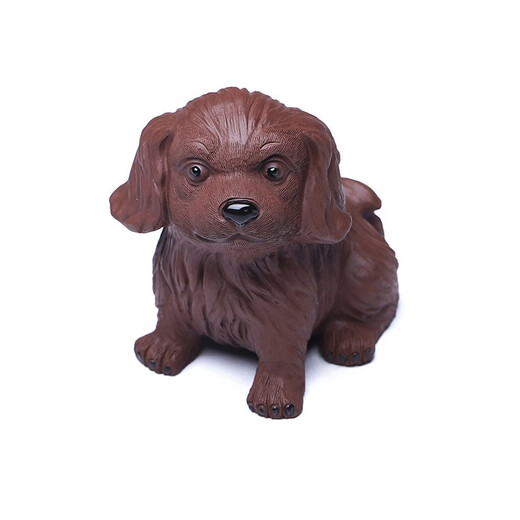 Yuehu Mingqing Yixing purple sand tea pet cute dog ornaments handmade can raise tea tray accessories tea play hair pulling and wealth making puppy