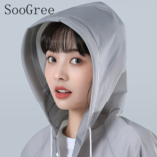 Soogree Raincoat Adulte One-Piece Single Long épaissis Full Full Full Corps Araproping Electric Vehicle Commutiant extérieur pluie Poncho Raincoat Gray Moyenne Taille