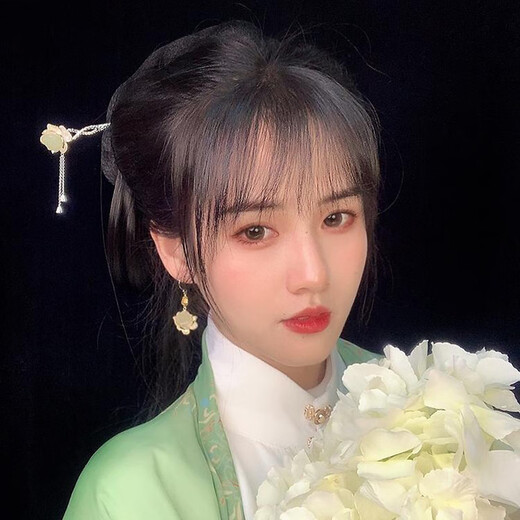 Kamalun (KAMALUN) Hotan Jade Lotus Hairpin New Chinese Style Hairpin Ancient Style Horse Face Skirt Hanfu Hairpin High-end Hair Accessory for Girlfriend Lotus Hairpin + Brand Gift Box No Engraving