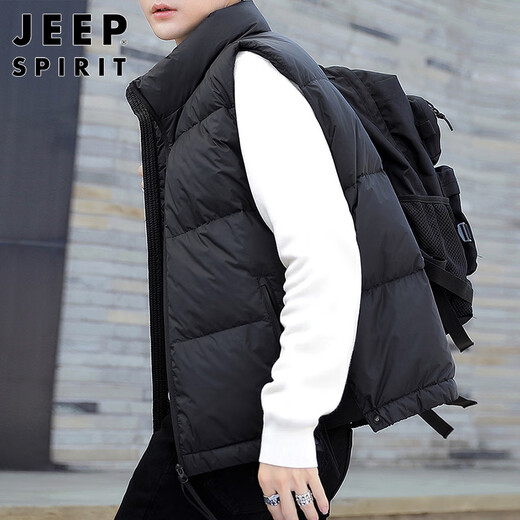 JEEP SPIRIT Jeep Down Vest Men's Jacket Autumn and Winter Waistcoat Lightweight Warm Sleeveless Stand Collar Men's Clothing