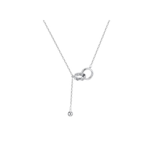 BOMP Shijiahua Roski zirconium foot silver interlocking tassel necklace women's sterling silver clavicle chain light luxury 2024 new style (999 pure silver) interlocking tassel necklace