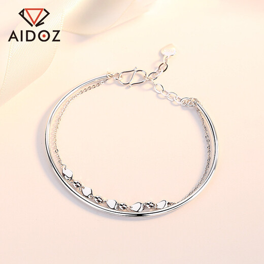 Aido Diamond pt950 platinum double layer bracelet for women, fashionable platinum transfer bead jewelry gift for wife, weight 3.9-4.1 grams + delivery certificate