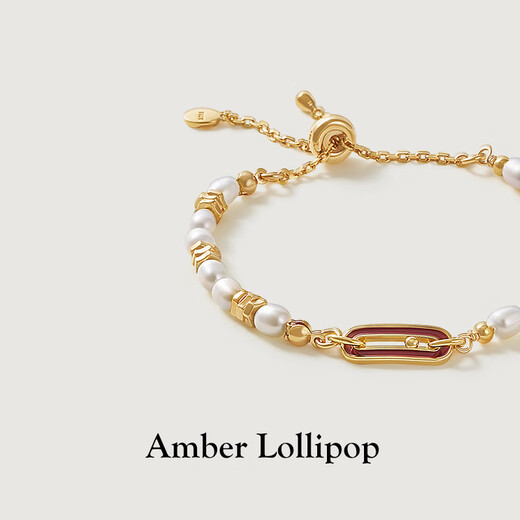 Amber Lollipop Pearl Bracelet Women's Light Temperament Bracelet S925 Silver Bracelet Anniversary Birthday Gift for Girlfriend and Wife