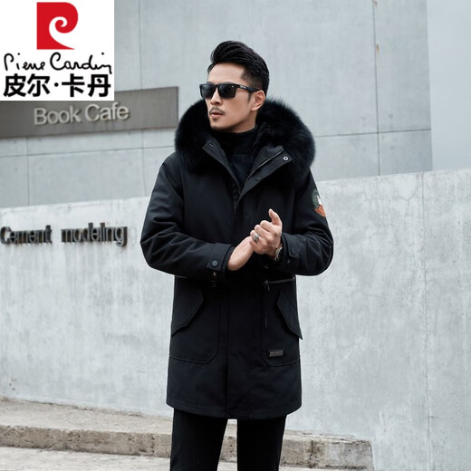 Pierre Cardin parka men's removable full mink lining fur one-piece coat mid-length off-size mink velvet fur coat winter military green newly upgraded special thick section M 100Jin Jin equal to less than 0.5 kg