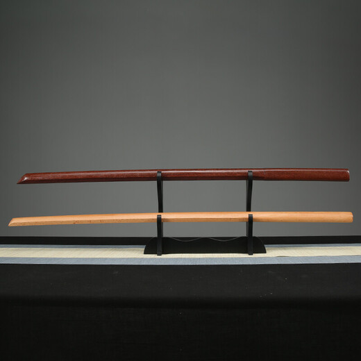 Kampfkunstmesser, Holzmesserstock Festholes Holzschwert, Buchenholz, rotes Eisenholzmesser, jude japanische Kendo -Training Animation Cos Suzhen BR688 Integrales Stickmesser + Leder Scheide 100 cm Buchenholz Holz