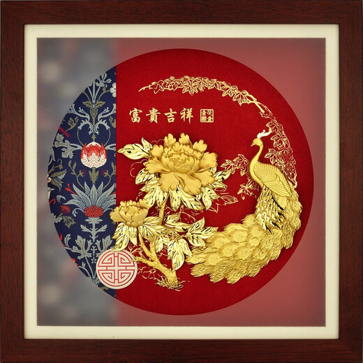 铂悦玺熙 足金天鹅结婚礼物送新人新娘闺蜜朋友新婚高级创意轻奢礼品高档摆件金箔画工艺品定制祝福结婚摆件 心心相印天鹅-轻奢金箔30X30厘米