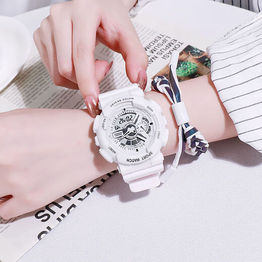 Park RI Watch Schüler Junior High School weiblich Ins Stil Internet Berühmtheit Einfache elektronische Uhr Harajuku Sport frisch 918 692-32 Pink Gold Watch + Batterie