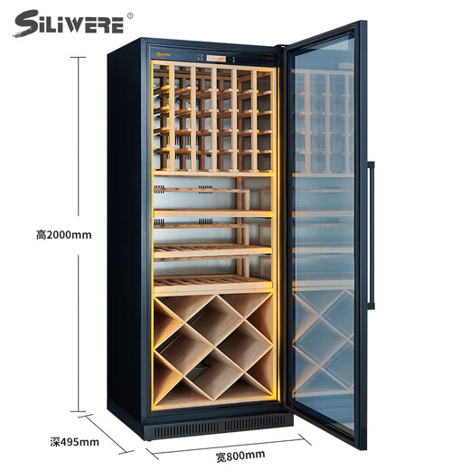 SILIWERE/SILIWERE red wine cabinet, constant temperature wine cabinet, custom wine cabinet, large wine cabinet, double door wine cabinet, custom wine cabinet, width 1600, depth 500, height 2200, champagne gold, 500 bottles, exclusive edition