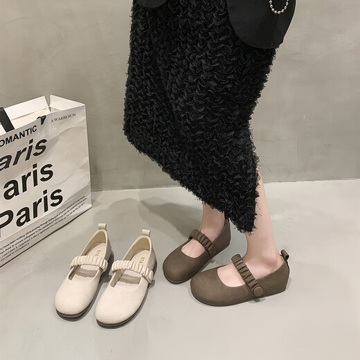 Saturday (St&Sat) Soft Sole Mary Jane Women's Single Slip-On Peas Flat Shoes Women's Shoes SSC111022D Camel 39