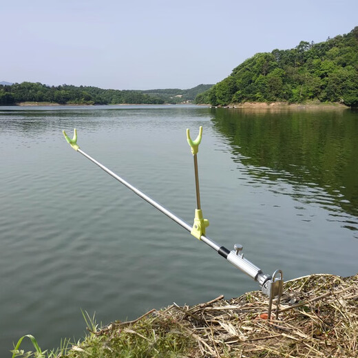 Aolong Fort Bracket Stainless Steel Bracket Fishing Rod Floor Stand Fishing Rod Ground Fork Support Platform Fishing Rack Rod Fishing Rod Bracket Metal Ground Plug + Light Green Bracket 1.5 Meters