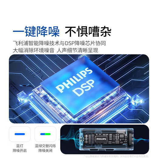 Philips (PHILIPS) National Subsidy Wireless Lavalier Microphone One to One/Two Little Bee Radio Mic Anchor Live Broadcast Mic Outdoor Vlog Short Video Recorder DLM3545C/V Double Type-C Interface + Charging Box Supports Apple 15/16