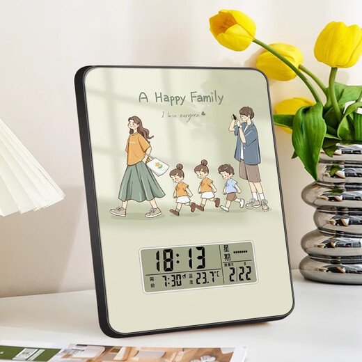 Uhr Zeichnung für Familien Uhr Wall Walluhr Wohnzimmer Schlafzimmer Bettendede Dekoration Malerei Weinschrank TV -Schrank Eingang Wecker Zeichnung BG4859 [Paar Paar] 11 Zoll [20*28 cm]