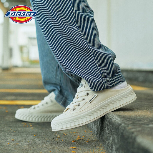 Zapatos para hombres de dickies zapatos de lona zapatos de verano transpirables y versátiles zapatos blancos hombres y mujeres zapatos de parejas un pie flojo zapatillas beige 40