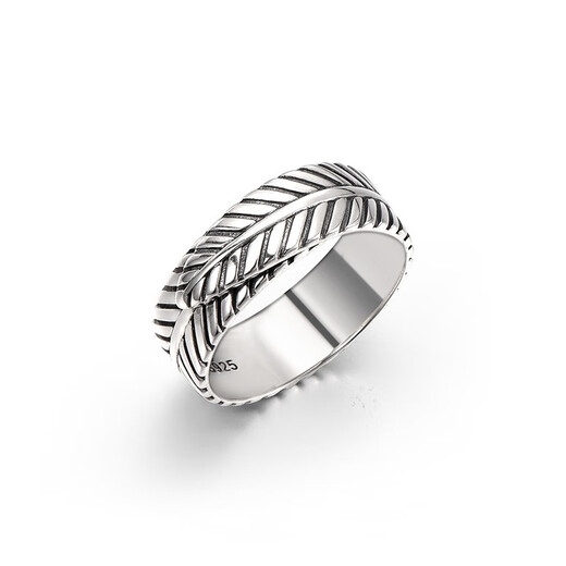 IDEAGEMER925 Silver Fidel Ring Men's Simple Niche Light Luxury European and American Trend Brand Versatile Boys' Ring Accessories Fidel Ring - Opening No. 19-21