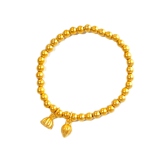 Fat Donglai's same style plain bracelet plated with 18K gold inherits the joy of two generations bracelet ethnic style lotus pod lotus bracelet two generations of joy bracelet