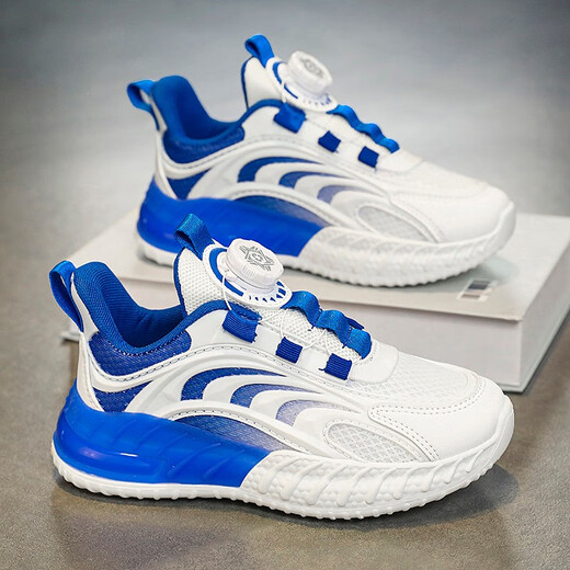 Hongxing Children's Sports White Shoe для детей в летней новой студенческой сетчатой ​​сетчатой ​​сетчатой ​​сетке средней крупной детской ротари -пряжки повседневная кроссовка LS9903 Белые 29