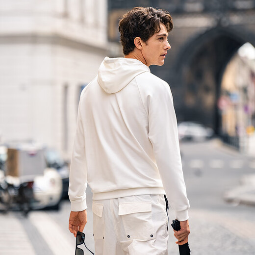 Mr. BUs dünne Basis-Basis-Sweatshirt-Herren-Langarm-Hoodie 2025 Frühlings- und Herbst-vielseitiger Top KT15688 Elfenbeinweiß L /175