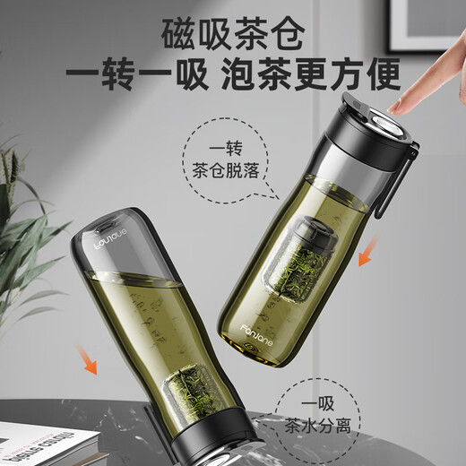 XKJ German high-end magnetic tea cup, tea and water separation cup for men, special for making tea, extra large capacity, anti-fall and high temperature resistance, black 1000ml