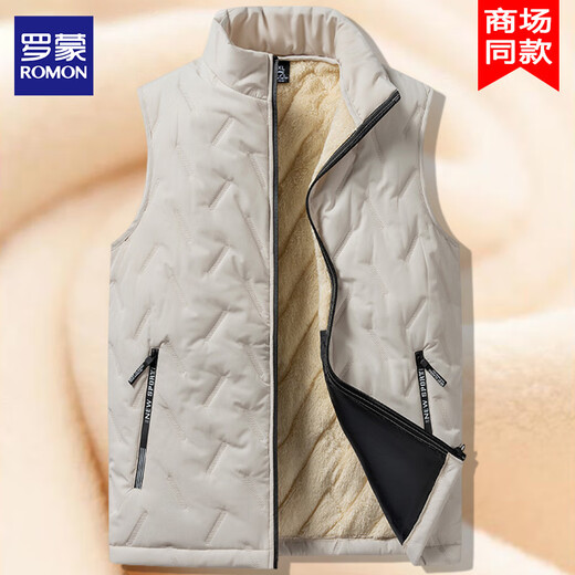 Lomon cotton vest men's autumn and winter new style plus velvet thickened dad winter clothing men's loose vest feather warm fleece jacket men's MJ696 black 2XL about 125-140Jin Jin equals 0.5 kg