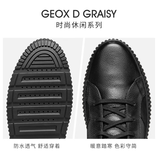 Chaussures féminines Geox 2025 Automne confortable Couleur solide décontractée Daily Martin Boots D46xfc noir C9999 37