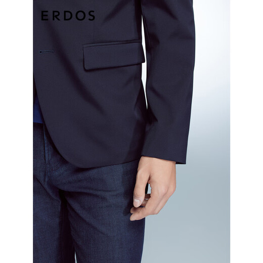 ERDOS 春夏两粒扣商务正装舒适抗皱质感桑蚕丝通勤男上衣西服外套 藏蓝 L 175/96A