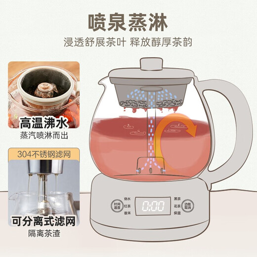 Bear teapot, teapot, flower teapot, health pot, mini thermostatic electric kettle, tea steamer, spray stainless steel kettle, black tea tea set, 1 liter ZCQ-A10W5, upgraded microcomputer, recommended by the store manager 1L