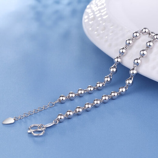 Jinduoxi Valentine's Day gift pt950 platinum bracelet for women, platinum bracelet, light bead bracelet, women's bracelet, about 5.8-6 grams, 17+2cm, 3.1mm thick