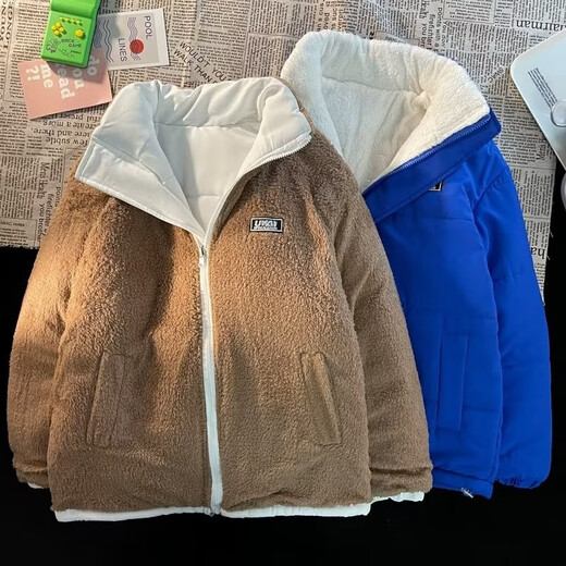 斯比来 棉服男2024冬季新款加厚羊羔绒外套美式休闲宽松时尚情侣棉衣 1706白色 XL（120-140斤）