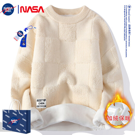 WHIM NASA sweater men's round neck autumn and winter pullover sweater trendy New Year red magenta animal year of the horse year of the year New Year greetings red XL