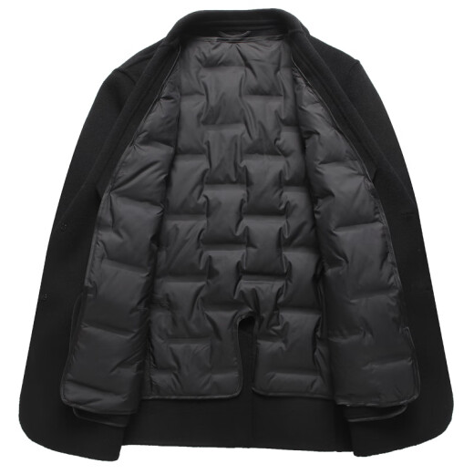 Traje corto de chaqueta para hombres de lana de doble cara Romon Liner de lana de invierno PD688081 Black L [Recomendado 105-120 Jin [Jin es igual a 0.5 kg]]