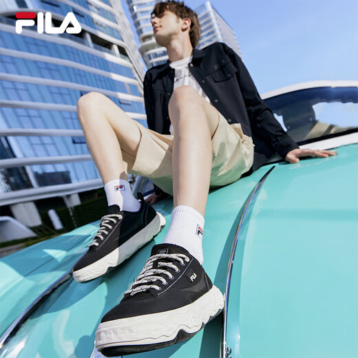 斐乐（FILA）官方男鞋ROCK岩石鞋帆布鞋新款时尚休闲鞋 黑-BK 41