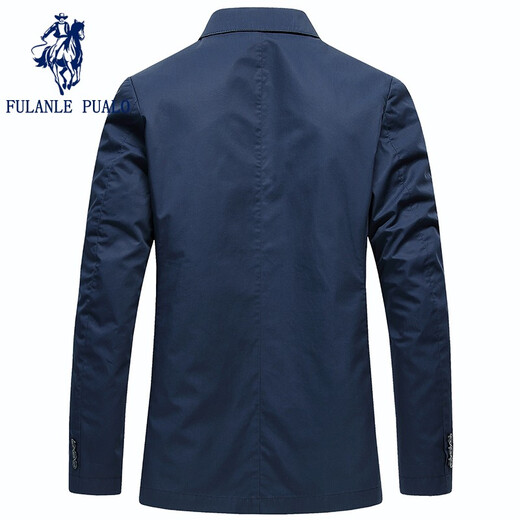 弗朗西保罗（FULANLE PAULO）男装春夏棉质休闲西装男修身单层小西装通勤商务西服薄款上衣外套 宝蓝色 薄款 【薄款透气】 L /175