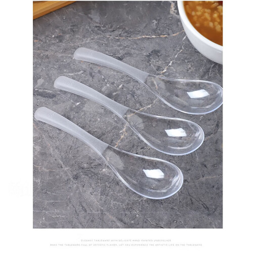 Disposable soup spoon individually wrapped plastic large take-out commercial thickened spoon dessert porridge spoon 4g black spoon independent 100 pieces long 14cm