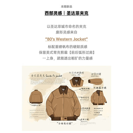 Madden Workwear American Retro Santa Fe Jacket Men's Corduroy Stitching Heavy Canvas Top Men's Casual Jacket Autumn Khaki M