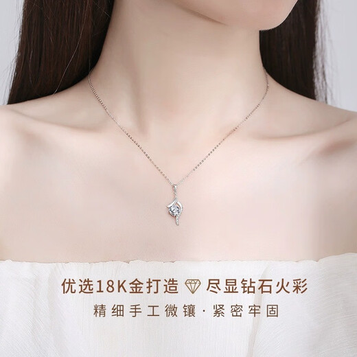 Eoth 18k gold one carat moissanite diamond Cupid's Arrow necklace female clavicle chain pendant birthday gift for girlfriend 18k gold moissanite Cupid necklace + certificate