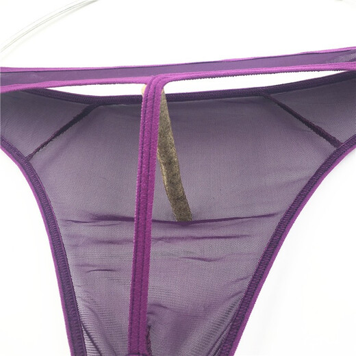 Private Shang New Men's Underwear Transparent Stretch Briefs Romantic Purple Sexy G-string T-Pants One Size 170Jin Jin is equal to 0.5kg within